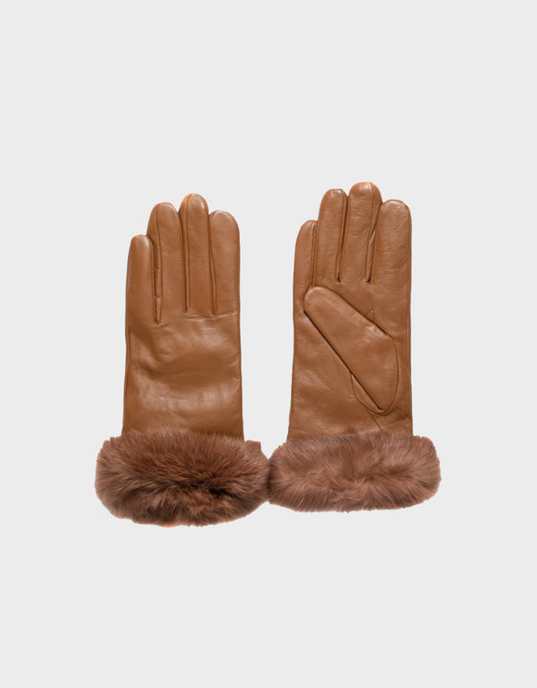 Women Rabbit Fur Gloves | Tan